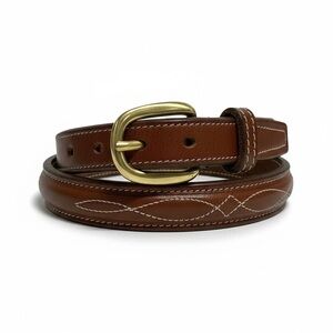 Tory Leather Raised Belt with Fancy Bridle Stitch